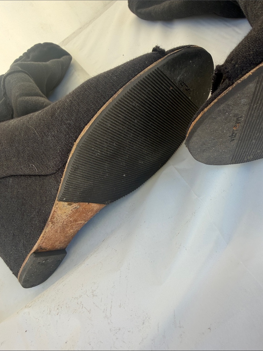 CHANEL Black Peep-Toe Wedge Boots with CC Logo - Picture 2 of 5